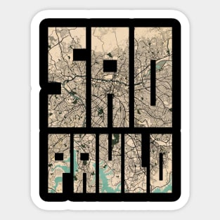 São Paulo, Brazil City Map Typography - Vintage Sticker